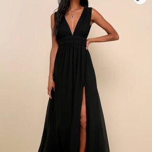 Lulu's Black Maxi Dress with Slit